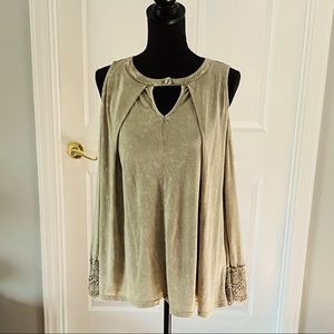 Hippie Military Cold Shoulder Top